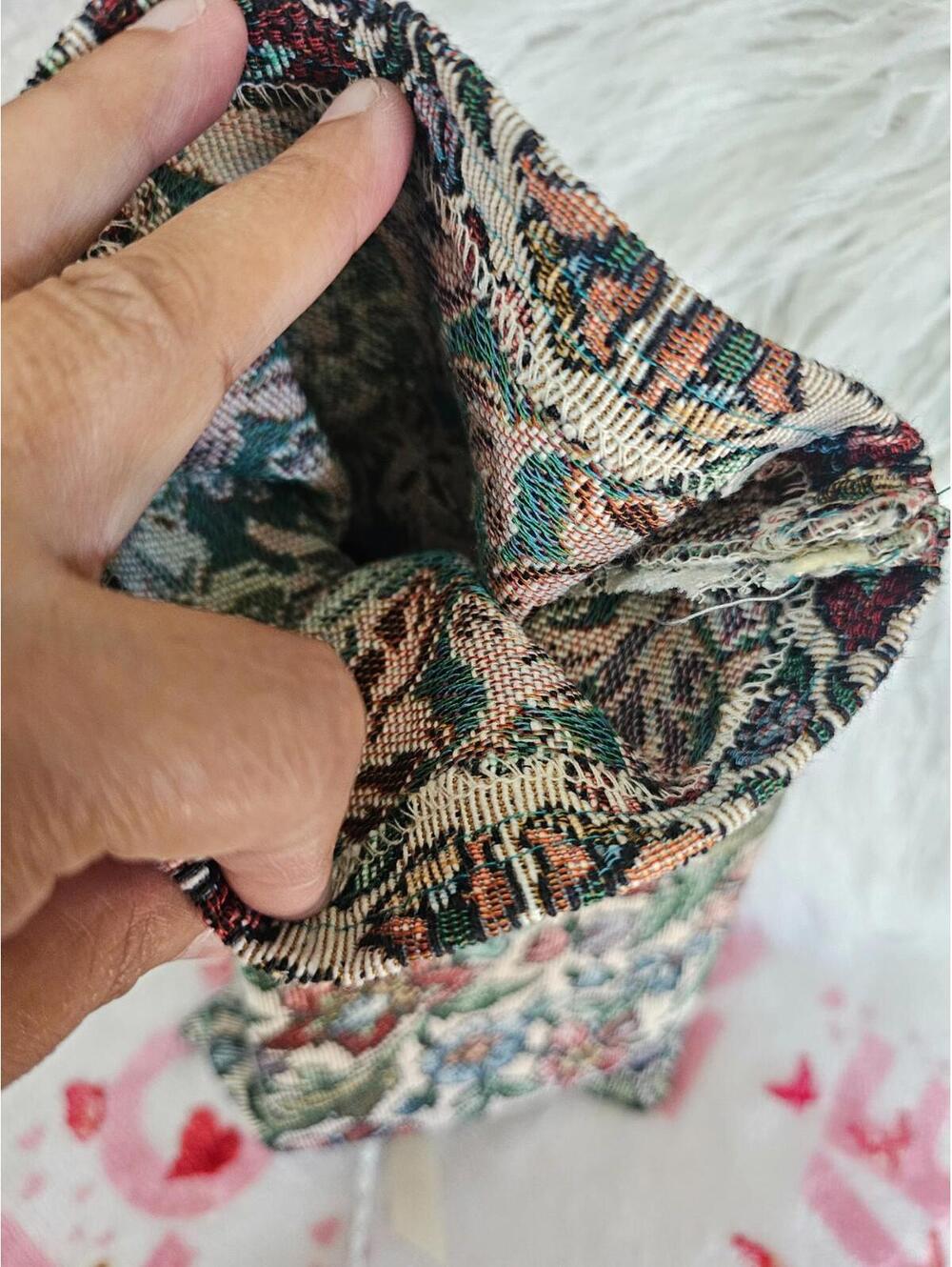 Vintage Homemade Keepsake Sack Bag Pouch Floral Lace Ribbons Multicolor 14.5X7 - Picture 9 of 11